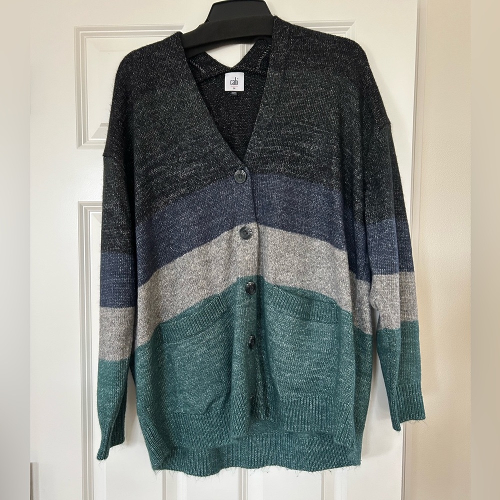 CAbi Oversized V-Neck Cardigan in Black, Navy, Gray & Teal